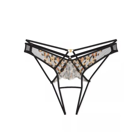 💗👙Victoria's Secret Leopard Print Crotch-less Thong Panty👙💗 - Picture 4 of 9